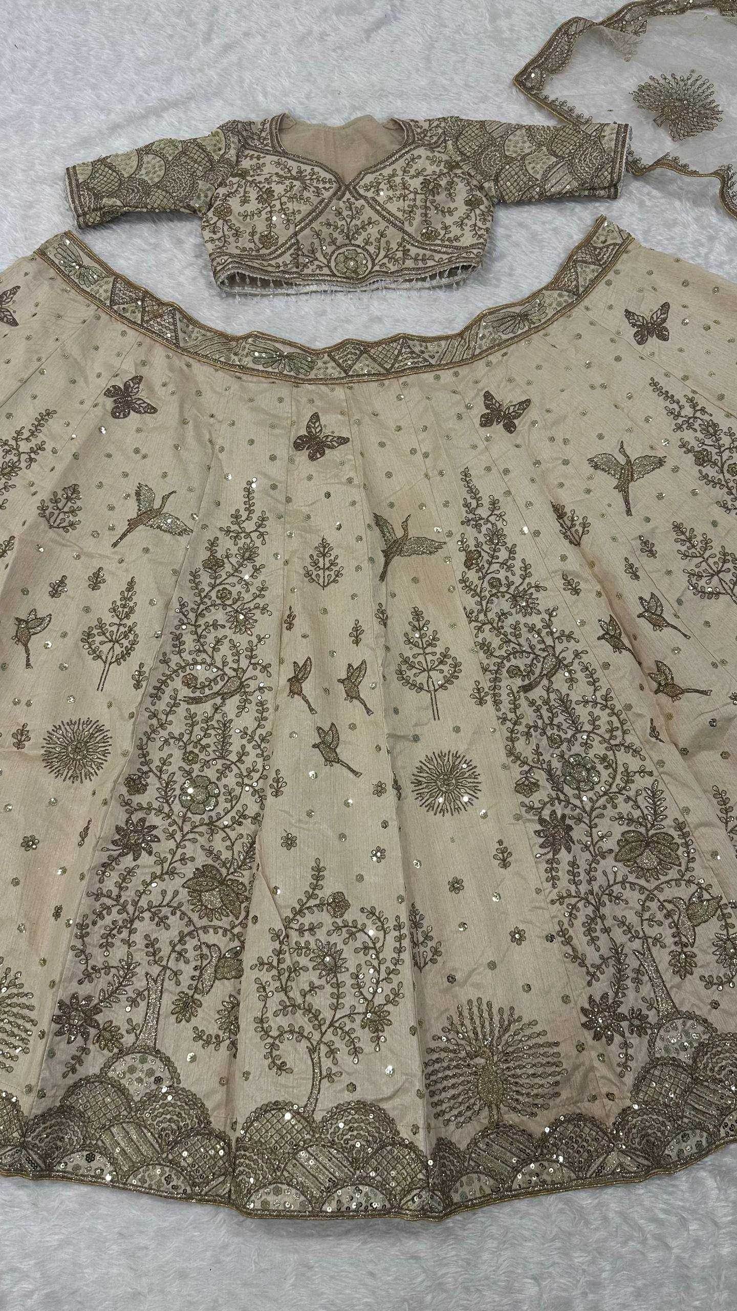 Slub Silk Embroidered Lehenga - MYLUXURY LANE ENTERPRISE